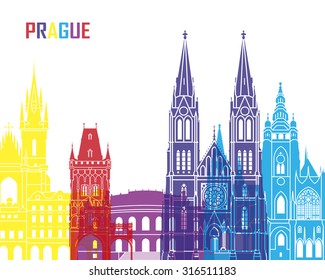 Prague skyline pop in editable vector file