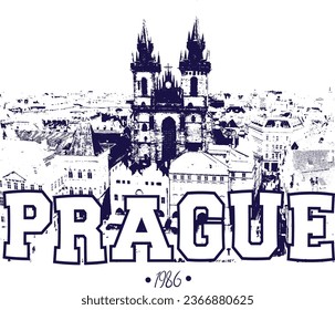 prague skyline silhouete town city 