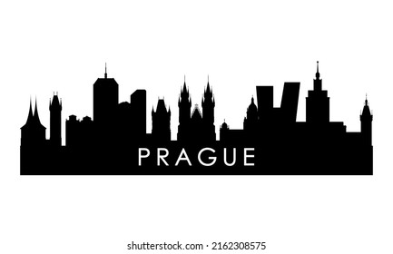 Silueta de perfil de Praga. Diseño de la ciudad de Praga Negra aislado de fondo blanco. 