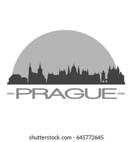 Prague Skyline Silhouette Skyline Stamp Vector City Design