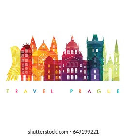 Prague skyline. Travel and tourism background. Vector illustration