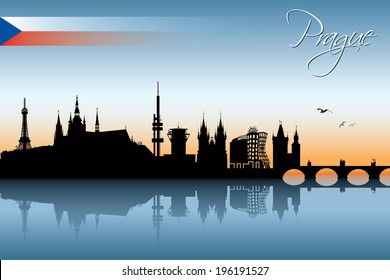 Prague skyline - vector illustration