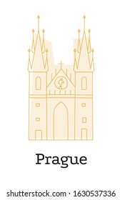 Prague souvenir. Týn church in cute style