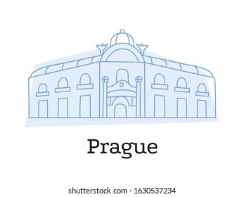 Prague souvenir. Municipal house in cute style