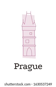 Prague souvenir. Powder Tower in cute style