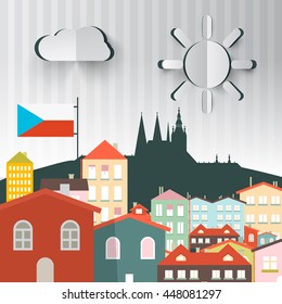 Prague Town. The Capital City of Czech Republic. Abstract Vector Illustration