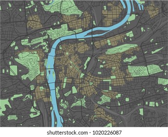 Prague vector map with dark colors.