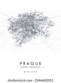 Mapa del Vector de Praga. Mapa detallado de Praga en República Checa. La mejor Ilustración vectorial gratis. Mapa de la calle decorativa turística.