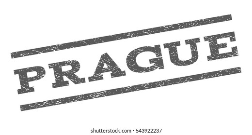 Prague watermark stamp. Text caption between parallel lines with grunge design style. Rubber seal stamp with dust texture. Vector grey color ink imprint on a white background.