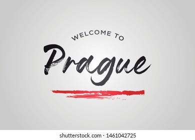 Prague Welcome To Word Text with Creative Handwritten Font Design Vector Illustration. - Vector