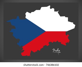 Praha map of the Czech Republic with national flag illustration