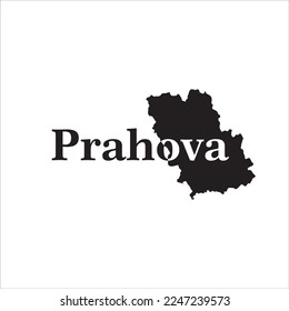 Prahova map and black lettering design on white background