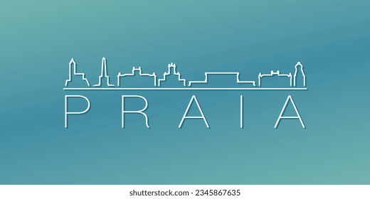 Praia, Cabo Verde Skyline Linear Design. Flat City Illustration Minimal Clip Art. Background Gradient Travel Vector Icon.