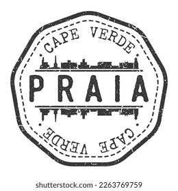 Praia, Cabo Verde Stamp Skyline Postmark. Silhouette Postal Passport. City Round Vector Icon. Vintage Postage Design.