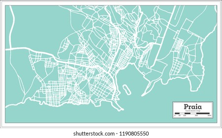 Praia Cape Verde City Map in Retro Style. Outline Map. Vector Illustration.