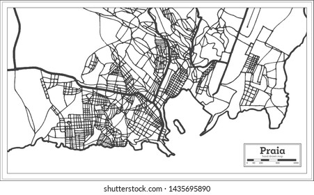 Praia Cape Verde City Map iin Black and White Color. Outline Map. Vector Illustration.