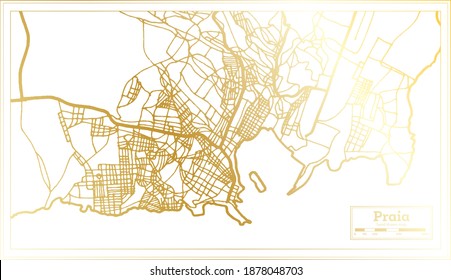 Praia Cape Verde City Map in Retro Style in Golden Color. Outline Map. Vector Illustration.