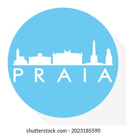 Praia, Cape Verde Round Button City Skyline Design. Silhouette Stamp Vector Travel Tourism.