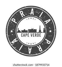 Praia, Cape Verde Skyline Stamp. Round Postmark Icon City Design. Vector Landmark Travel Badge.