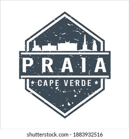 Praia, Cape Verde Travel Stamp Icon. Skyline City Design Tourism Diamond. Vector Illustration Grunge Clip art Badge.