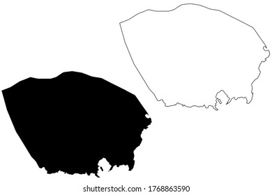 Praia municipality (Republic of Cabo Verde, concelhos, Cape Verde, Santiago island, archipelago) map vector illustration, scribble sketch Praia map