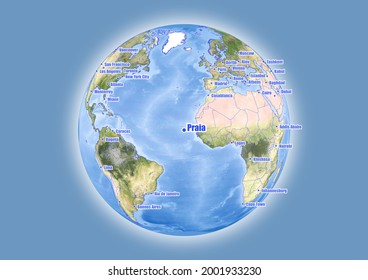 Praia-Cape Verde is shown on vector globe map. The map shows Praia-Cape Verde 's location in the world.