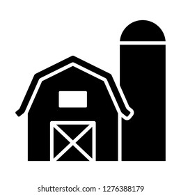 Prairie Barn House With Grain Storage Silo Flat Vector Icon For Farm Apps And Websites