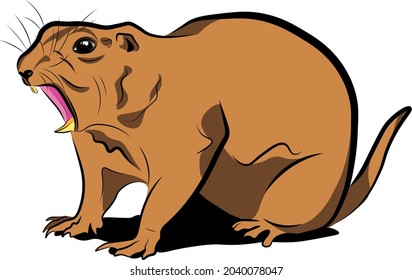 Prairie dog silhouette illustration black ink colorvector