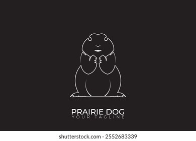 Prairie dog silhouette logo, simple prairie dog logo on black background