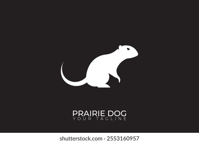 Logotipo da silhueta do cão da pradaria, logotipo do cão da pradaria simples no fundo preto