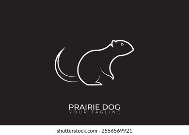 Prairie dog silhouette logo, simple prairie dog logo on black background