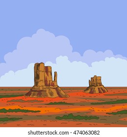 Prairie landscape. Vector illustration.