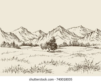 Prairie   mountains panorama