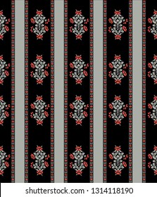 Prairie Rose Striped Seamless Repeat Wallpaper Pattern - Ornate Rose and Stripe Design