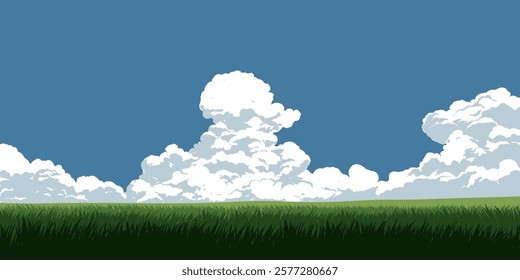 Prairie in sunny day. Nature background with grassland