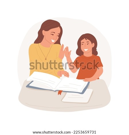 Praise the child isolated cartoon vector illustration. Little daughter giving high five to mom, mother praising the kid, personal growth, encouragement and motivation vector cartoon.