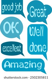 praise in English. shape with text in vector graphics