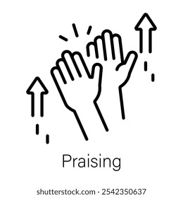 Ícone de mãos de elogio em estilo linear 