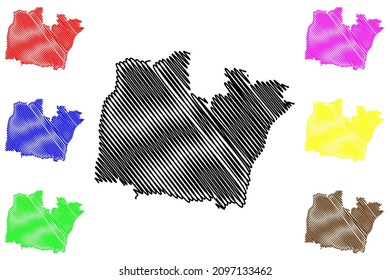 Prakasam district (Andhra Pradesh State, Republic of India) map vector illustration, scribble sketch Ongole map