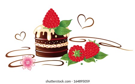 Praline with raspberries and chocolate