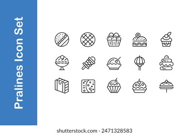 Pralinen Icons Set mit Vektorgrafik Kollektionen. 