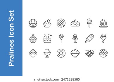 Pralines Icons Set with vector collections. 