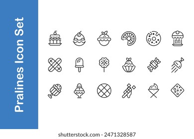 Pralinen Icons Set mit Vektorgrafik Kollektionen. 