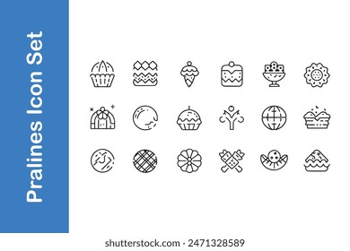 Pralines Icons Set with vector collections. 