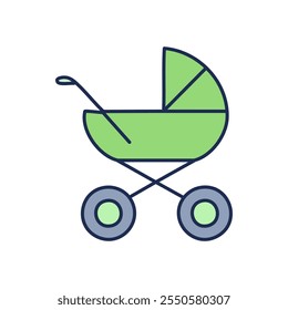 Pram, baby carriage, stroller, buggy vector icon.