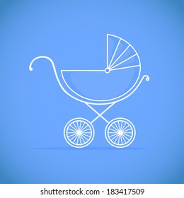 Pram for baby.  Vector illustration. Background
