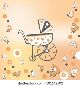 pram and birds