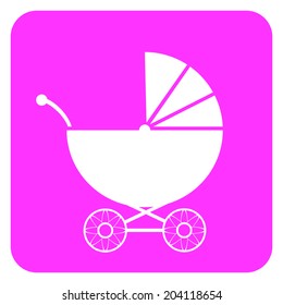 Pram button on white background. Vector illustration.