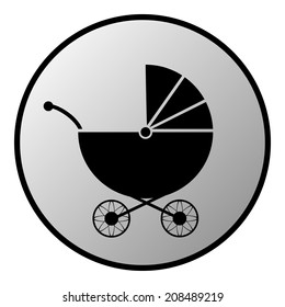 Pram button on white background. Vector illustration.