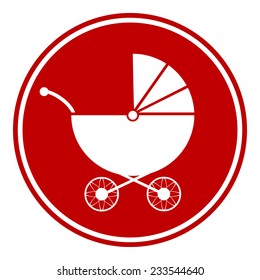 Pram button on white background. Vector illustration.